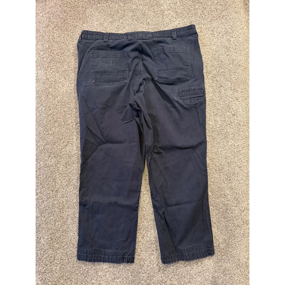 Duluth Trading Co Work Pants Mens 44x30 Navy Flex Fire Hose Relaxed Fit Canvas
